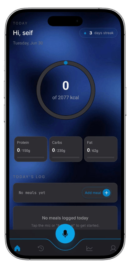 CalorieTalk Blue theme preview