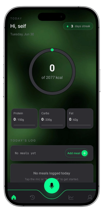 CalorieTalk Green theme preview