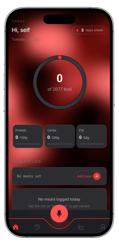 CalorieTalk Red theme preview